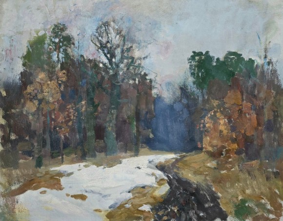 Painting The Road in the Forest, artist Nikolai Shelyuto