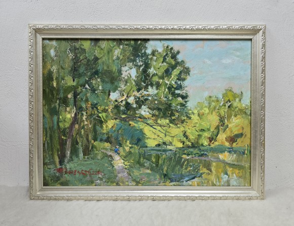 Картина На рыбалке, художник Валентин Тишецкий