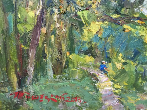 Картина На рыбалке, художник Валентин Тишецкий