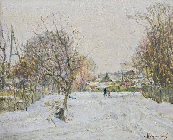 Painting Village Street, artist Albin Gawdzinski - sold