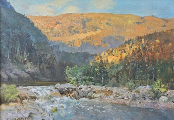 Картина В Карпатах, художник Микола Шелюто