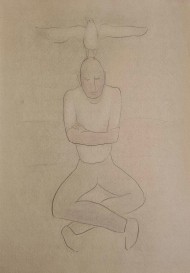 Картина Молодой человек с птицей на голове, художник Александр Фрейдин Картина Молодой человек с птицей на голове, художник Александр Фрейдин