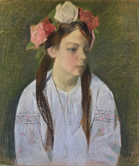 Картина Девочка в венке, художник Константин Ломыкин