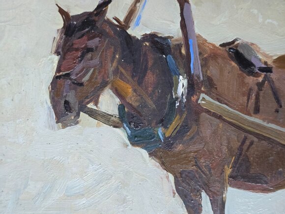 Картина Лошадка с телегой, художник Григорий Крижевский