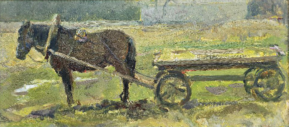 Картина Лошадь с повозкой, художник Гавдзинский Альбин
