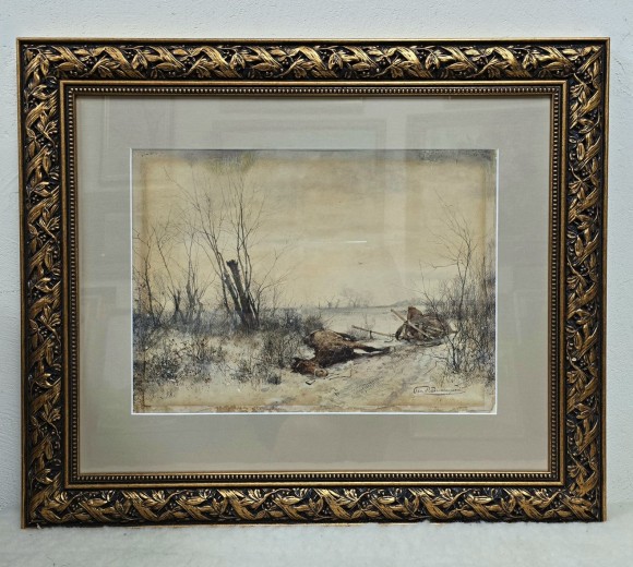 Painting Landscape with Horse, artist Gennady Ladyzhensky - sold