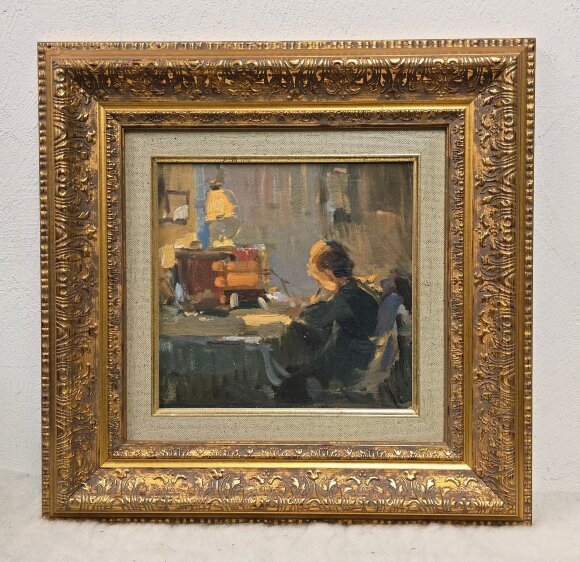 Картина За уроками, художник Григорий Крижевский 