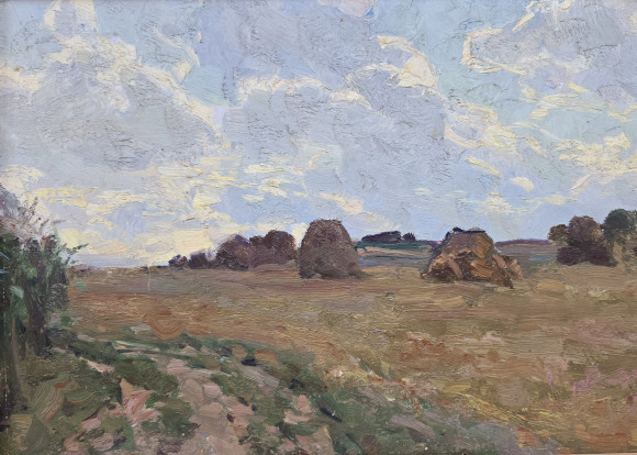 Painting Landscape with stacks, artist Vladimir Litvinenko