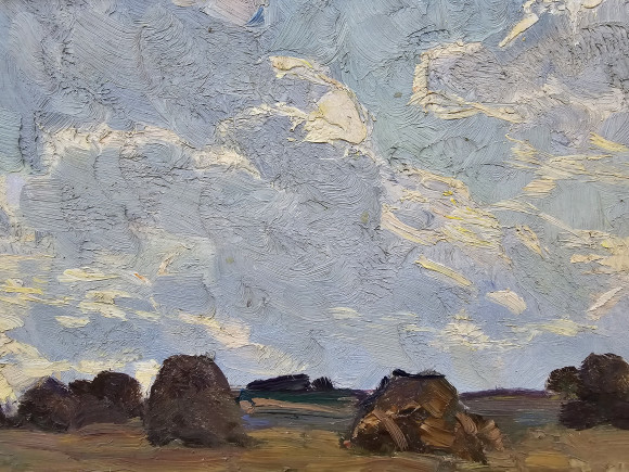 Painting Landscape with stacks, artist Vladimir Litvinenko