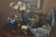 Still Life with Flowers and Grapes, Artist Konstantin Lomykin Still Life with Flowers and Grapes, Artist Konstantin Lomykin