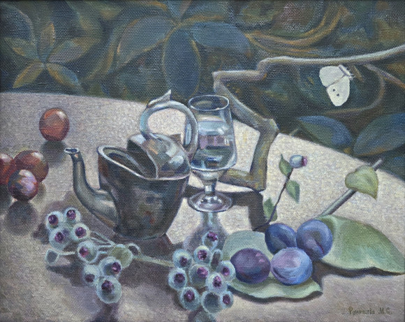 Картина Натюрморт с бабочкой, художник Румянцева М.С. - продано