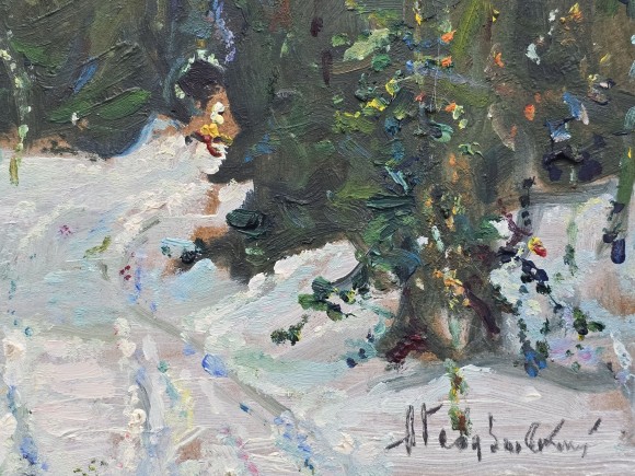Painting In the winter forest, artist Albin Gawdzinsky - sold