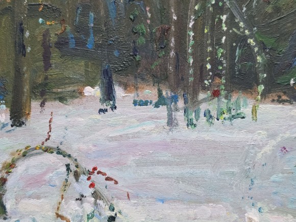 Painting In the winter forest, artist Albin Gawdzinsky - sold