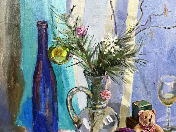 Картина Лиловый ёлочный шар, художник Лоза Наталья