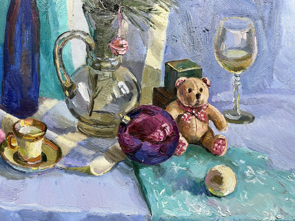 Картина Лиловый ёлочный шар, художник Лоза Наталья