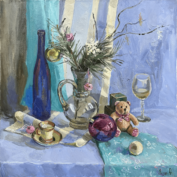 Картина Лиловый ёлочный шар, художник Лоза Наталья