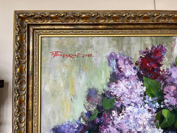 Картина Сирень в зеленом видре, художник Тишецкий Валентин