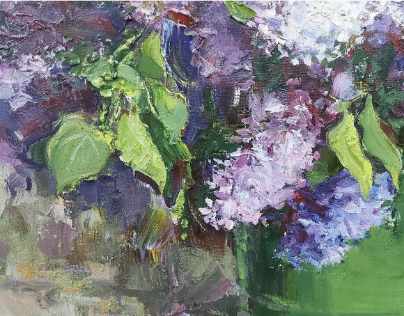 Картина Сирень в зеленом видре, художник Тишецкий Валентин