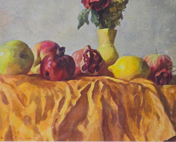 Картина Натюрморт с гранатами, яблоками и лимоном, художник Александр Лисовский