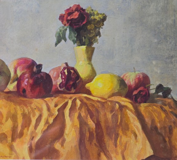 Картина Натюрморт с гранатами, яблоками и лимоном, художник Александр Лисовский