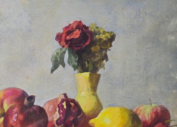 Картина Натюрморт с гранатами, яблоками и лимоном, художник Александр Лисовский