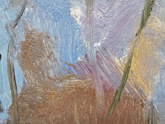 Painting in the park in spring, artist Nikolai Sheluto